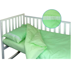 Комплект постільної білизни у дитяче ліжко 60х120 бязь з мереживом "Карапуз" Салатовий