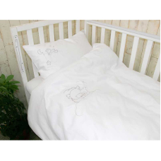 Комплект постільної білизни у дитяче ліжко Руно 60х120 сатин з вишивкою Ведмедик сірий