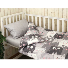 Комплект постельного белья в детскую кроватку Руно 60х120 "Малыш" бязь "Grey Cat"