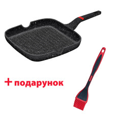 Сковорода-гриль MILANO 28*28 см BOLLIRE Подарок Кисточка BR-3807 BOLLIRE