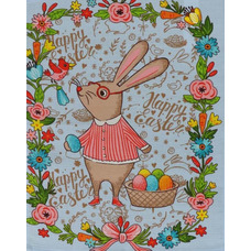 Рушник пасхальний вафельний Руно 45х60 "Великдень блакитний_1"