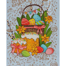 Полотенце пасхальное вафельное Руно "Пасхальный голубой_2"